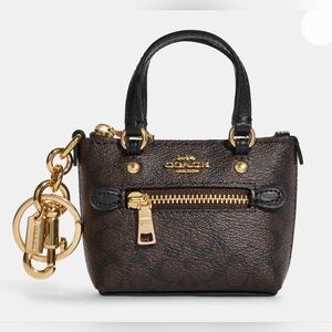 Coach CC895 Mini Gallery Tote Bag Charm Signature Canvas